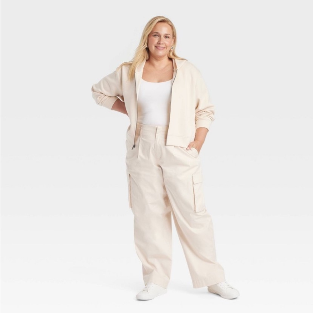 Women's Double Knit Zip Hoodie Sweatshirt
- A New Day™ Cream XXL new